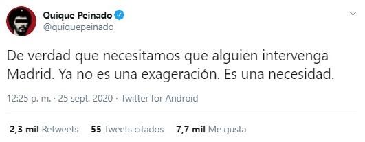 Quique Peinado en Twitter