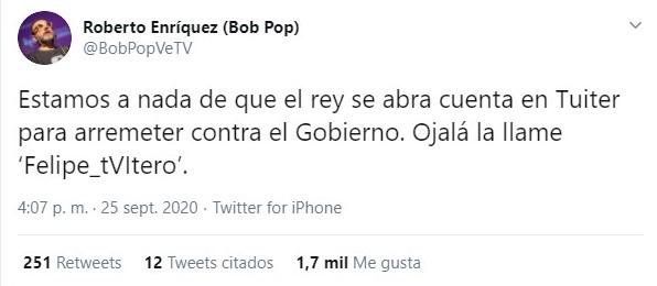 Bob Pop y el nombre tuitero del Rey