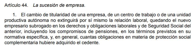 artículo 44 estatuto trabajadores et