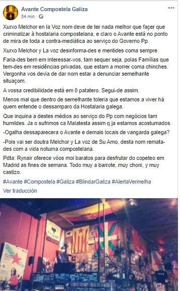 Comunicado del pub Avante de Santiago en el que intervino la policía Comunicado del pub Avante de Santiago en el que intervino la policía