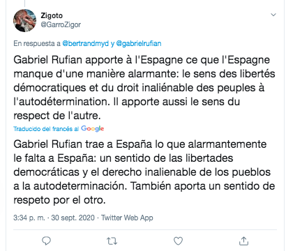 Tuit Bertrand Ndongo sobre Rufián 6