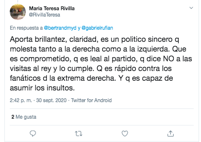 Tuit Bertrand Ndongo sobre Rufián 10