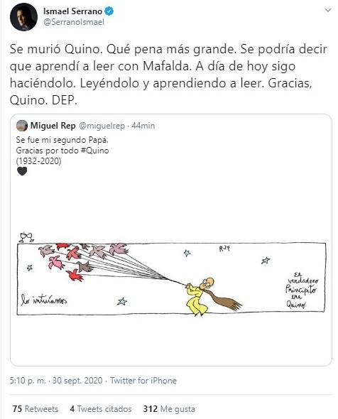 Muere Quino, Ismael Serrano Muere Quino, Ismael Serrano