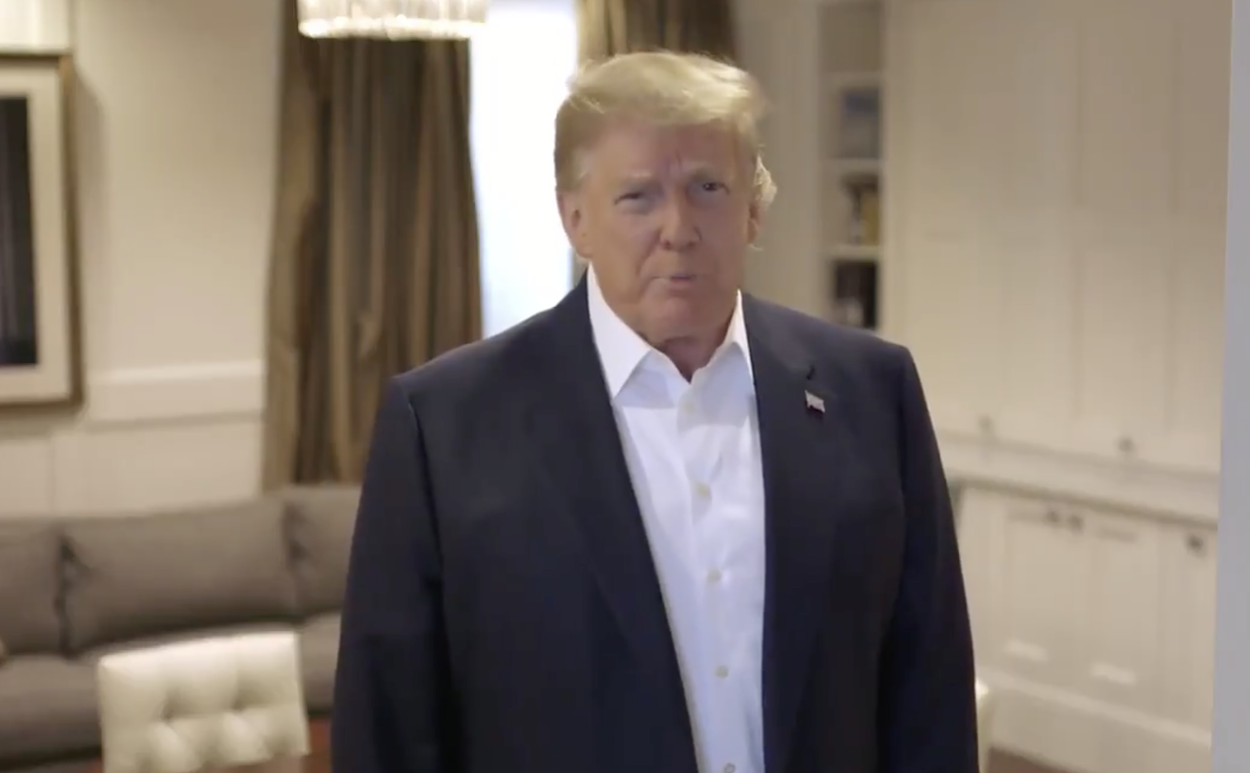 El presidente de Estados Unidos, Donald Trump, en un vídeo de Twitter tras ser contagiado por coronavirus