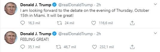 últimos tuits de Donald Trump