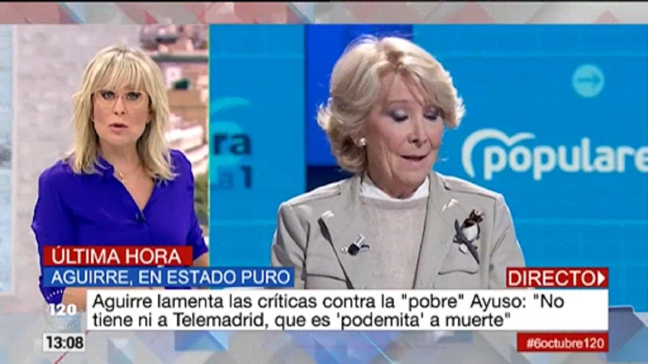María Rey contestando a Esperanza Aguirre. Telemadrid.