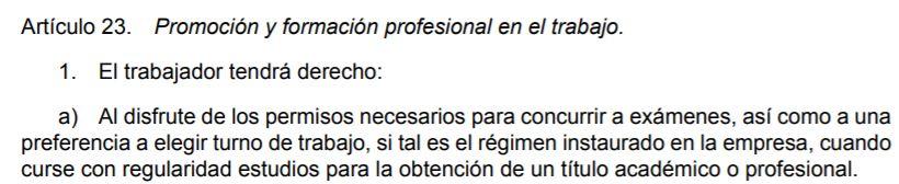 articulo 23 estatuto trabajadores