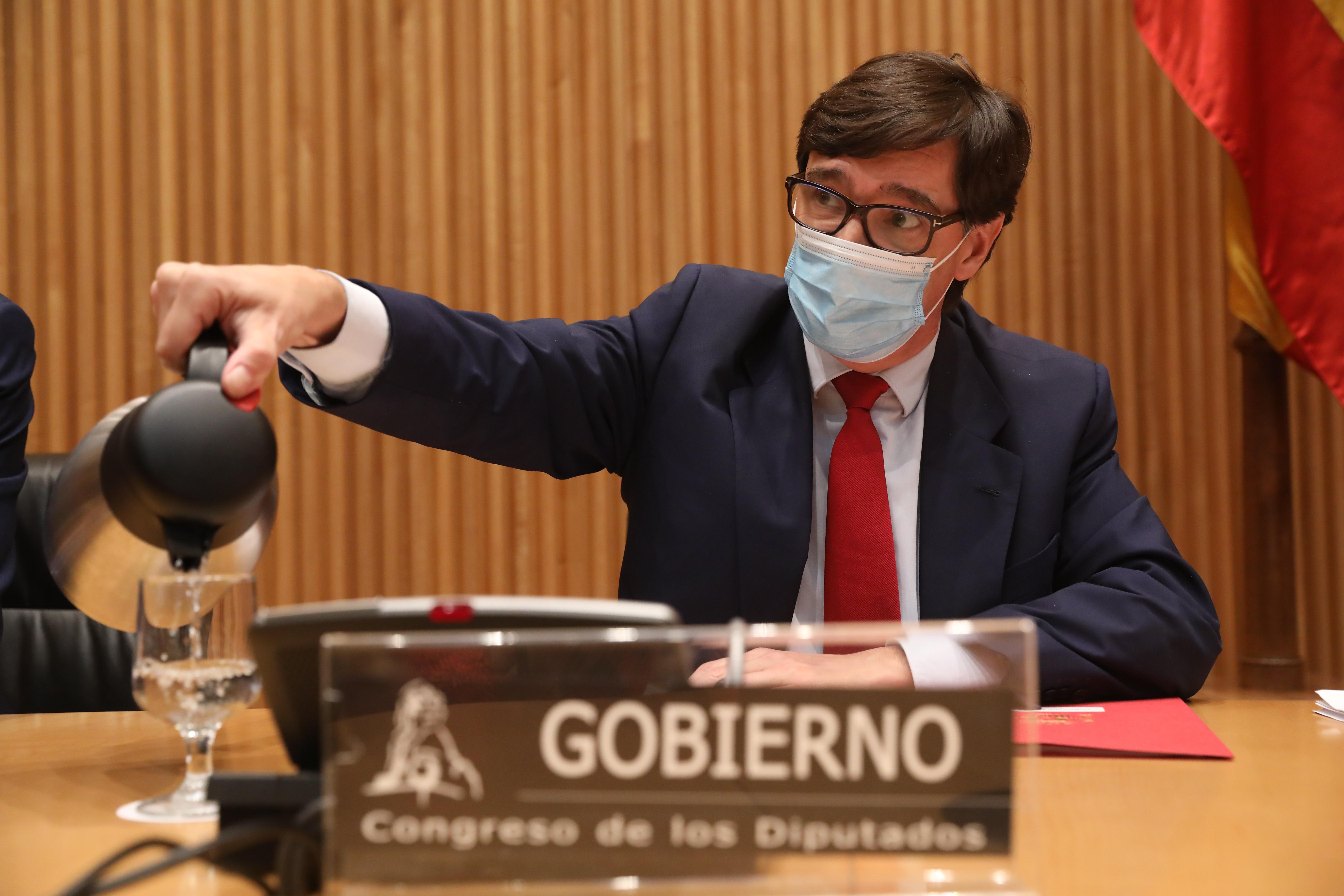 El ministro de Sanidad, Salvador Illa, durante la Comisión de Sanidad y Consumo del Congreso de los Diputados, en Madrid, (España), a 8 de octubre de 2020. EP