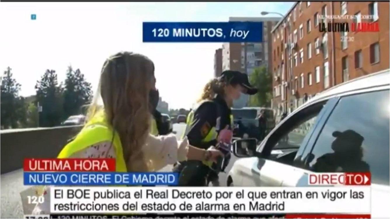 Imagen del conductor pillado saliendo de Madrid. Telemadrid