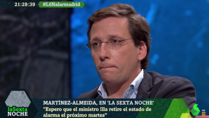 Almeida, en 'laSexta Noche': "Espero que Illa haga decaer el estado de alarma el martes que viene"