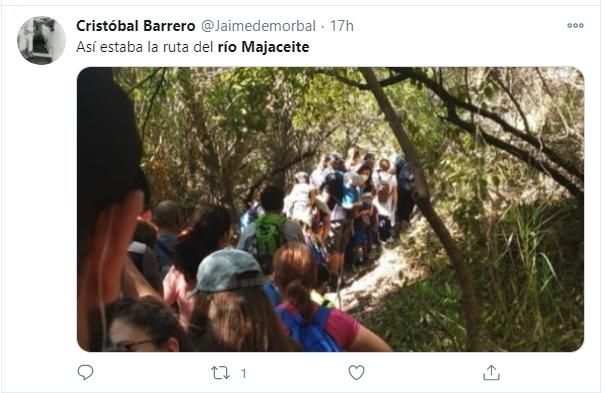 Imagen mostrando la afluencia de gente en la ruta del río Majaceite