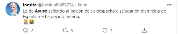 Comentario sobre el salud de Ayuso desde su balcón Comentario sobre el salud de Ayuso desde su balcón