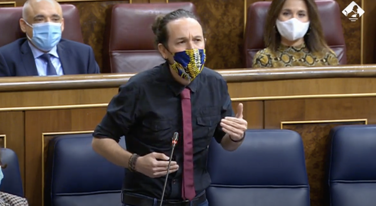 El vicepresidente segundo, Pablo Iglesias, en el pleno del Congreso