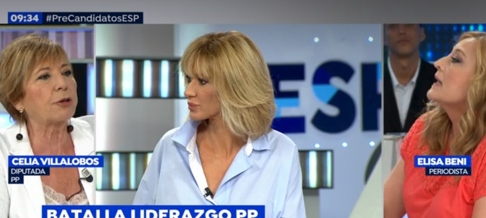 Susanna Griso intenta mediar en la discusión de la diputada del PP Celia Villalobos y la periodista Elisa Beni