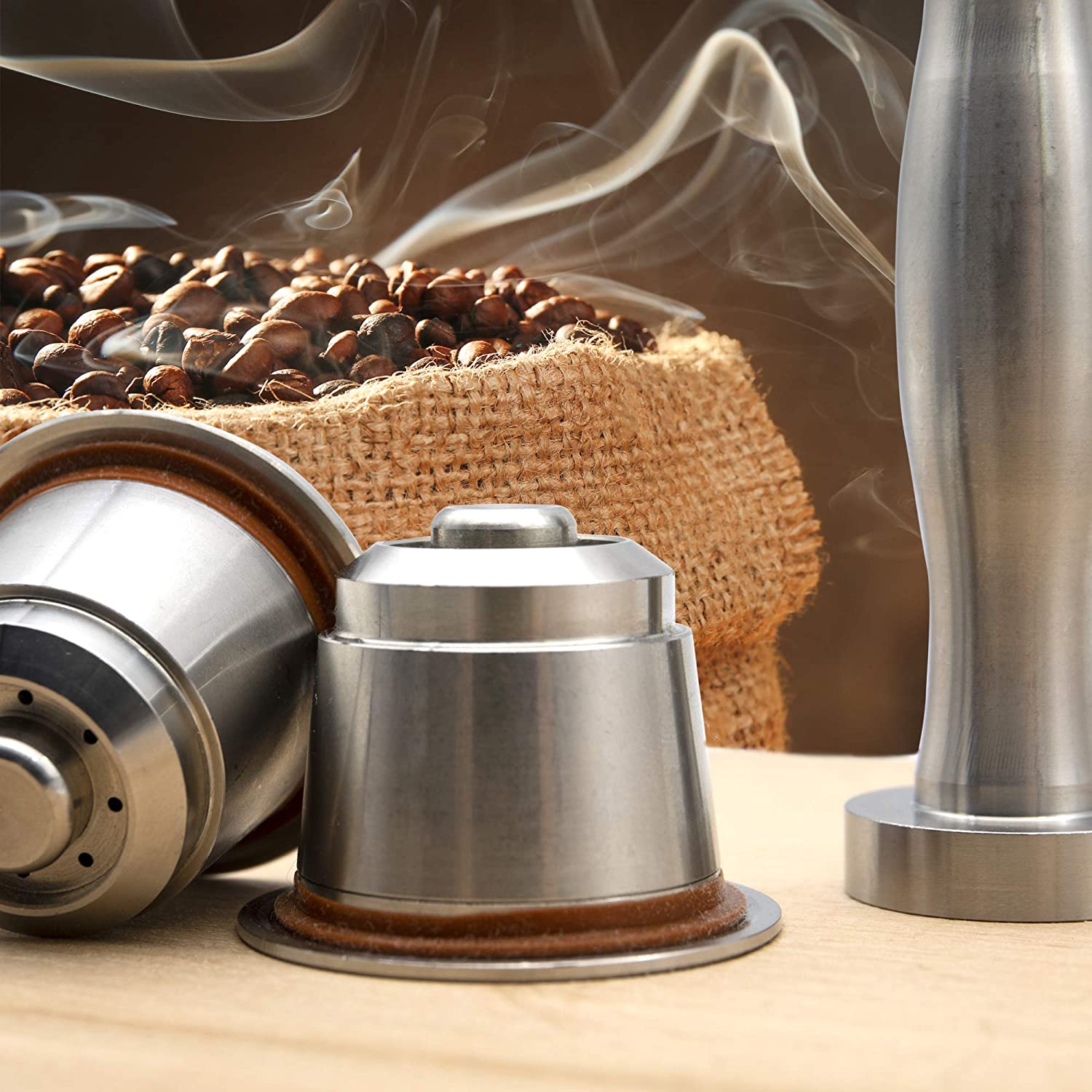 Cápsulas de café Recargables Cepillo Filtro de café molido Reutilizable para máquina Bosch-s Tassimoo con Cuchara de café cápsulas de café Reutilizables de 60 ml 