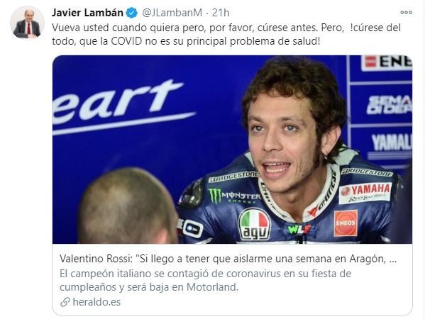 Tuit de Javier Lambán a Rossi