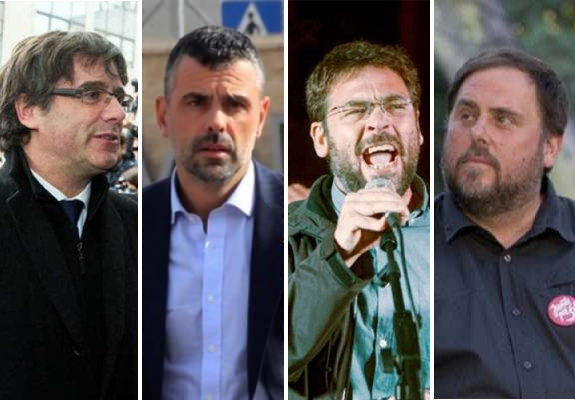 Montaje con fotografías de Carles Puigdemont, Santi Vila, Albano Dante Fachín y Oriol Junqueras