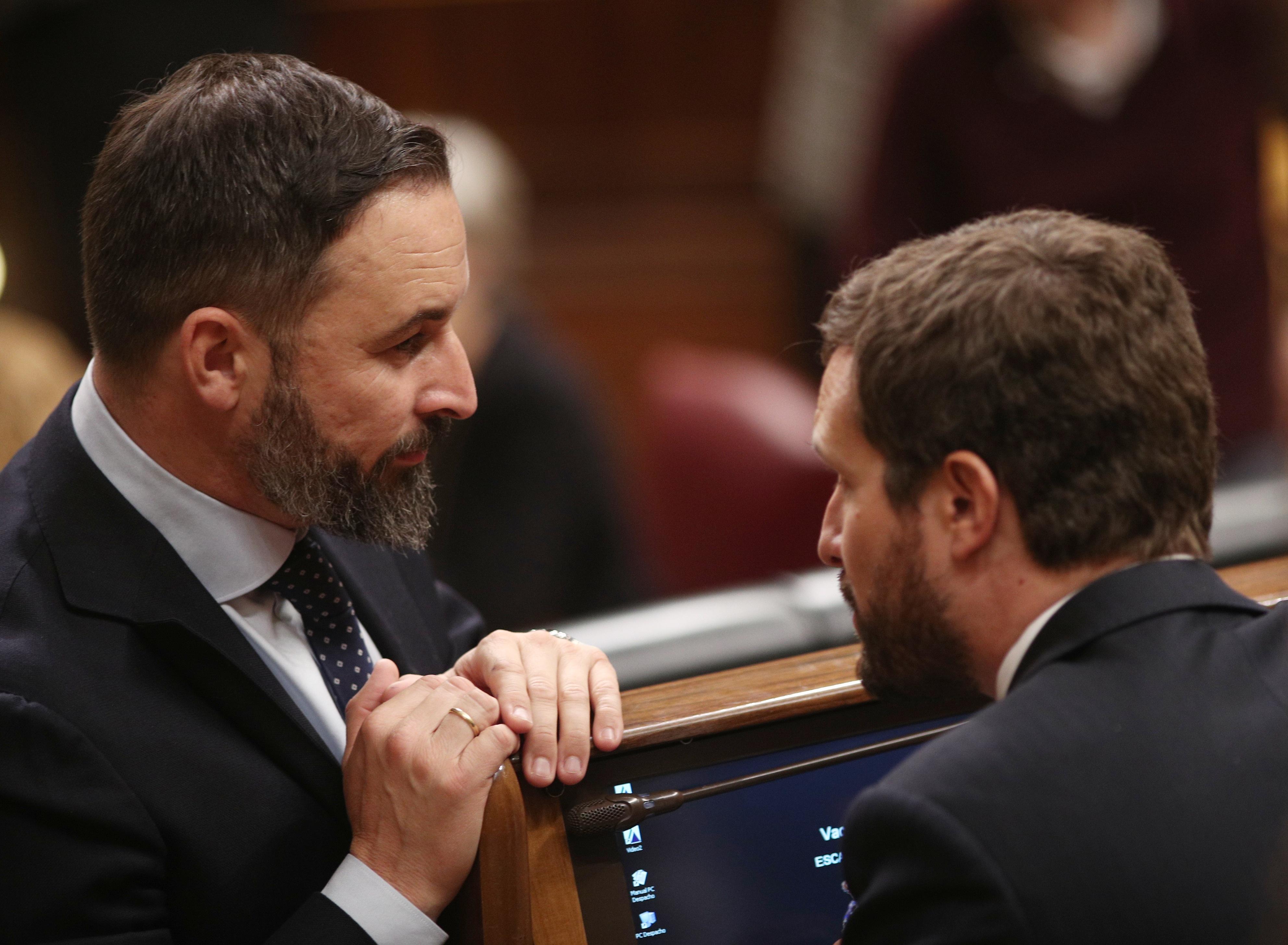 Santiago Abascal y Pablo Casado en el Congreso de los Diputados