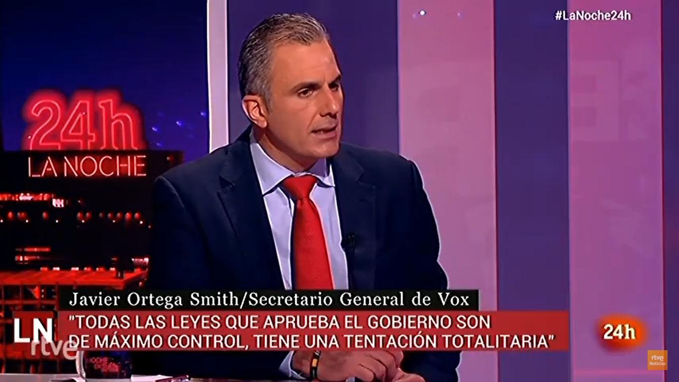 Ortega Smith en La noche en 24 horas. TVE.