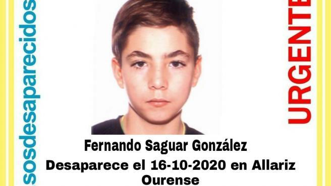Fernando Saguar González, joven de 17 años desaparecido