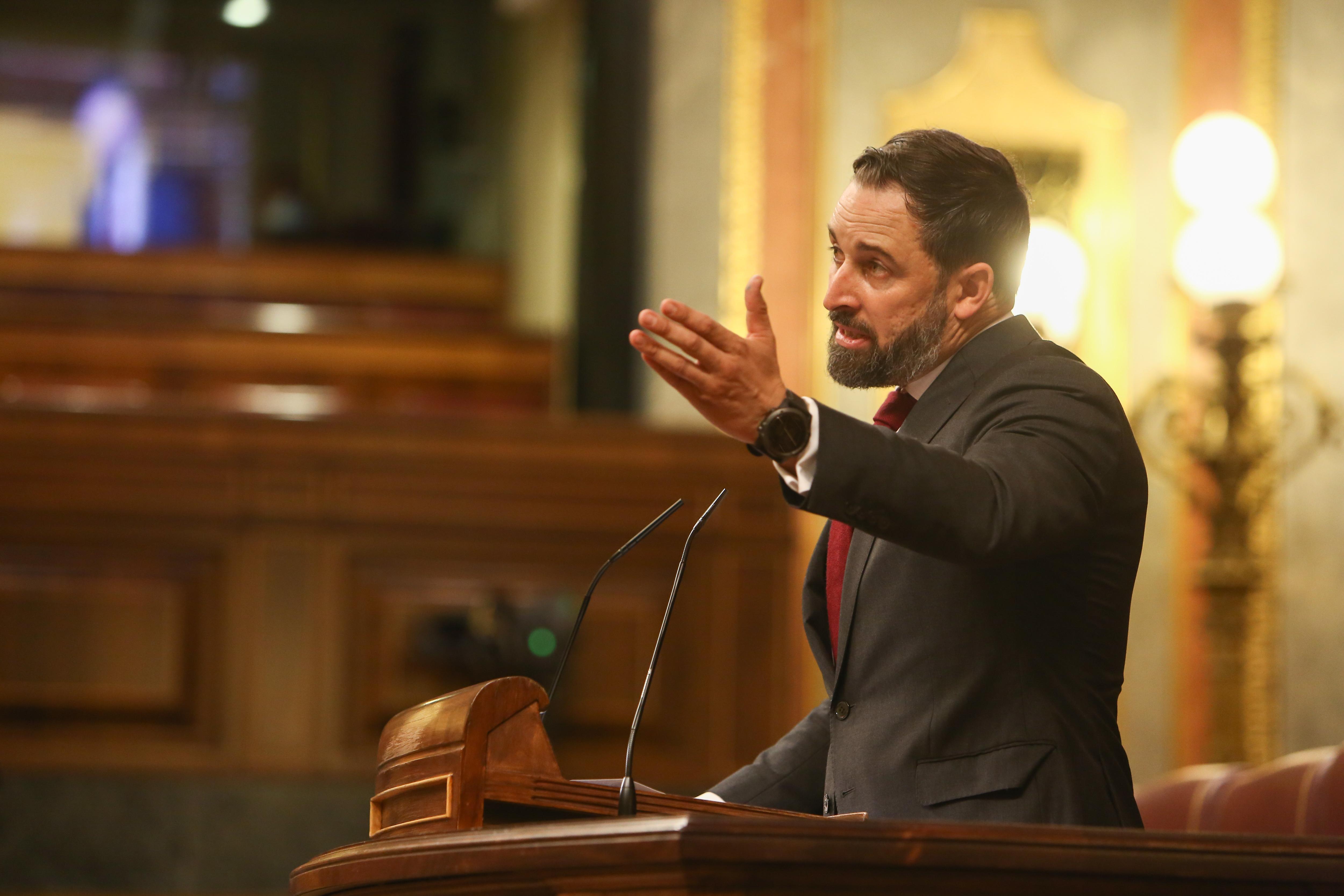 Santiago Abascal durante su moción de censura