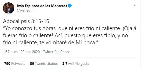 Iván Espinosa de los Monteros cita el Apocalipsis