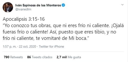 Iván Espinosa de los Monteros cita el Apocalipsis Iván Espinosa de los Monteros cita el Apocalipsis