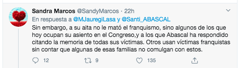 Criticas al tuit de María Jauregi contra Abascal 2 Criticas al tuit de María Jauregi contra Abascal 2
