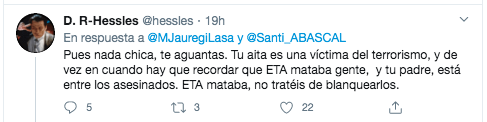 Criticas al tuit de María Jauregi contra Abascal 3 Criticas al tuit de María Jauregi contra Abascal 3