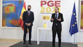 Pedro Sánchez y Pablo Iglesias durante la presentación de los PGE 2021. Europa Press