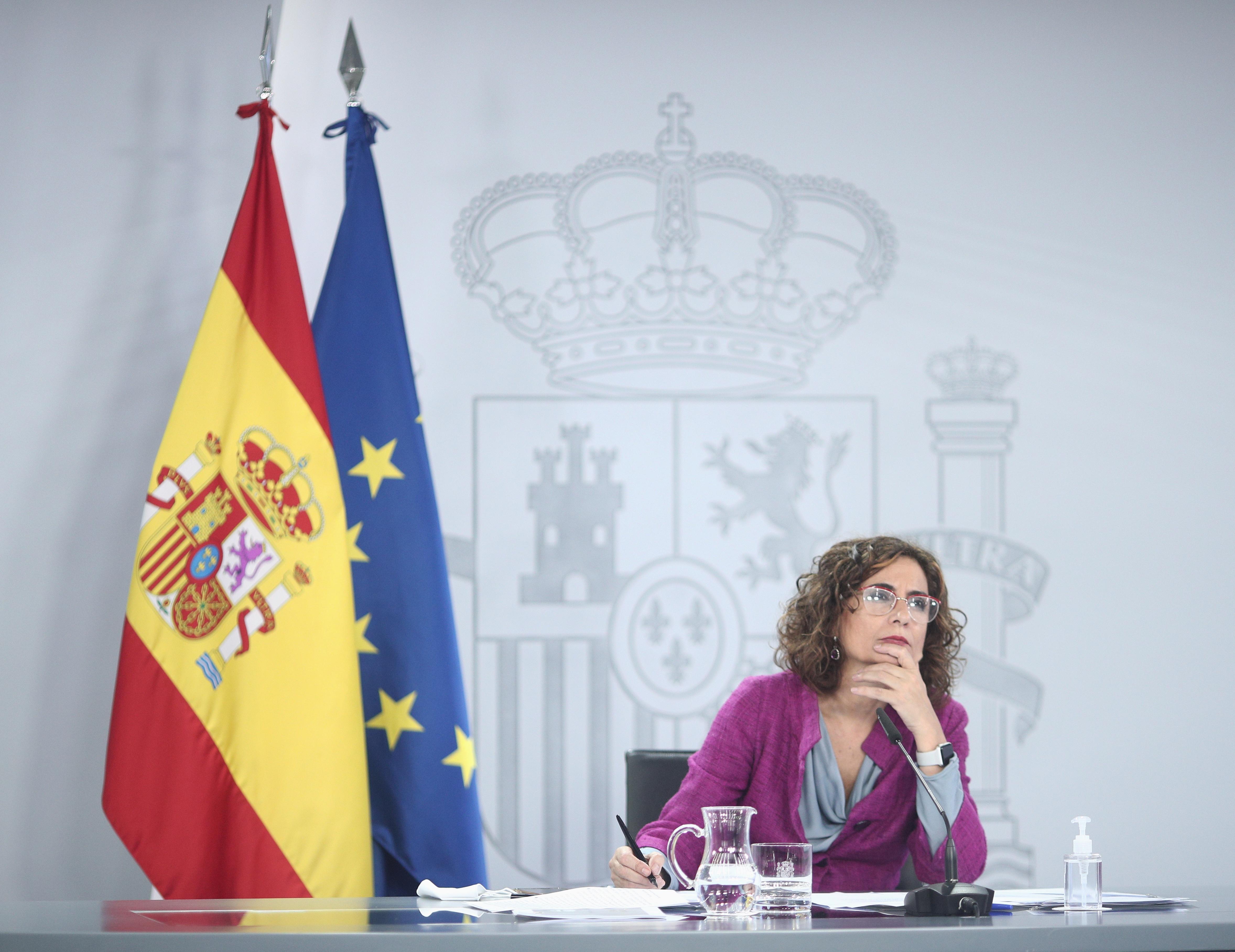 La ministra de Hacienda, María Jesús Montero, en la rueda de prensa posterior al Consejo de Ministros. Europa Press