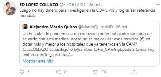 Tuit Eduardo López a Ayuso Tuit Eduardo López a Ayuso