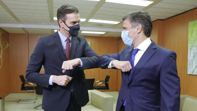 Reunión de Pedro Sánchez y Leopoldo López en Ferraz. EP