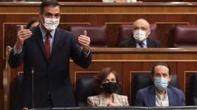 El presidente del Gobierno, Pedro Sánchez, durante la sesión de control