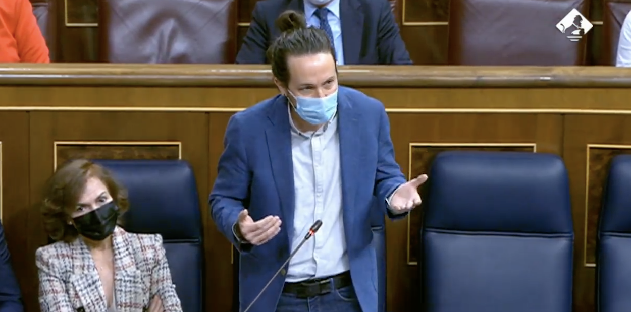 Pablo Iglesias durante una sesión de control al Gobierno