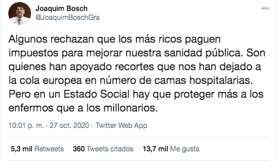 Joaquim Bosch sobre el impuestos a las rentas altas