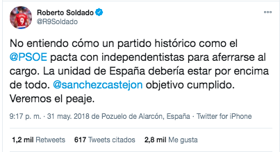 Roberto Soldado contra el PSOE