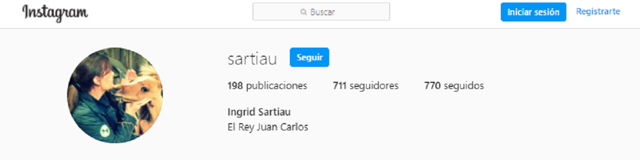 Perfil de Ingrid Sartiau en Instagram. Fuente: Instagram