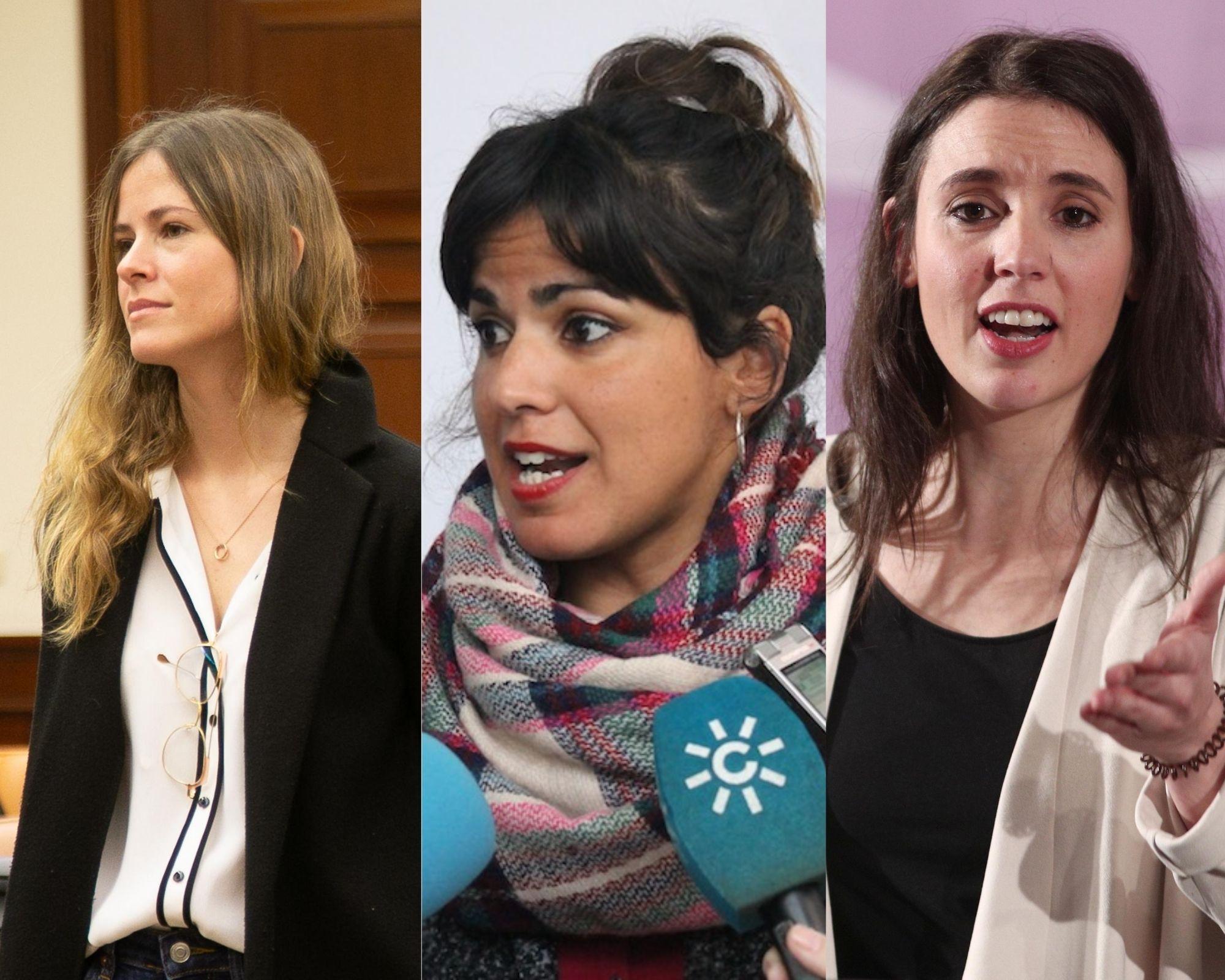 Bea Fanjul, Teresa Rodríguez e Irene Montero. Canva