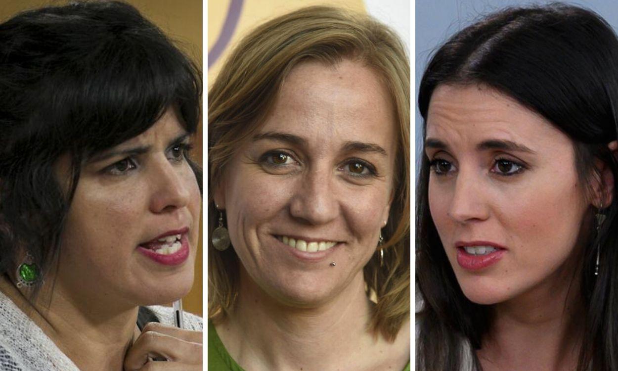 Teresa Rodríguez, Tania Sánchez Melero e Irene Montero