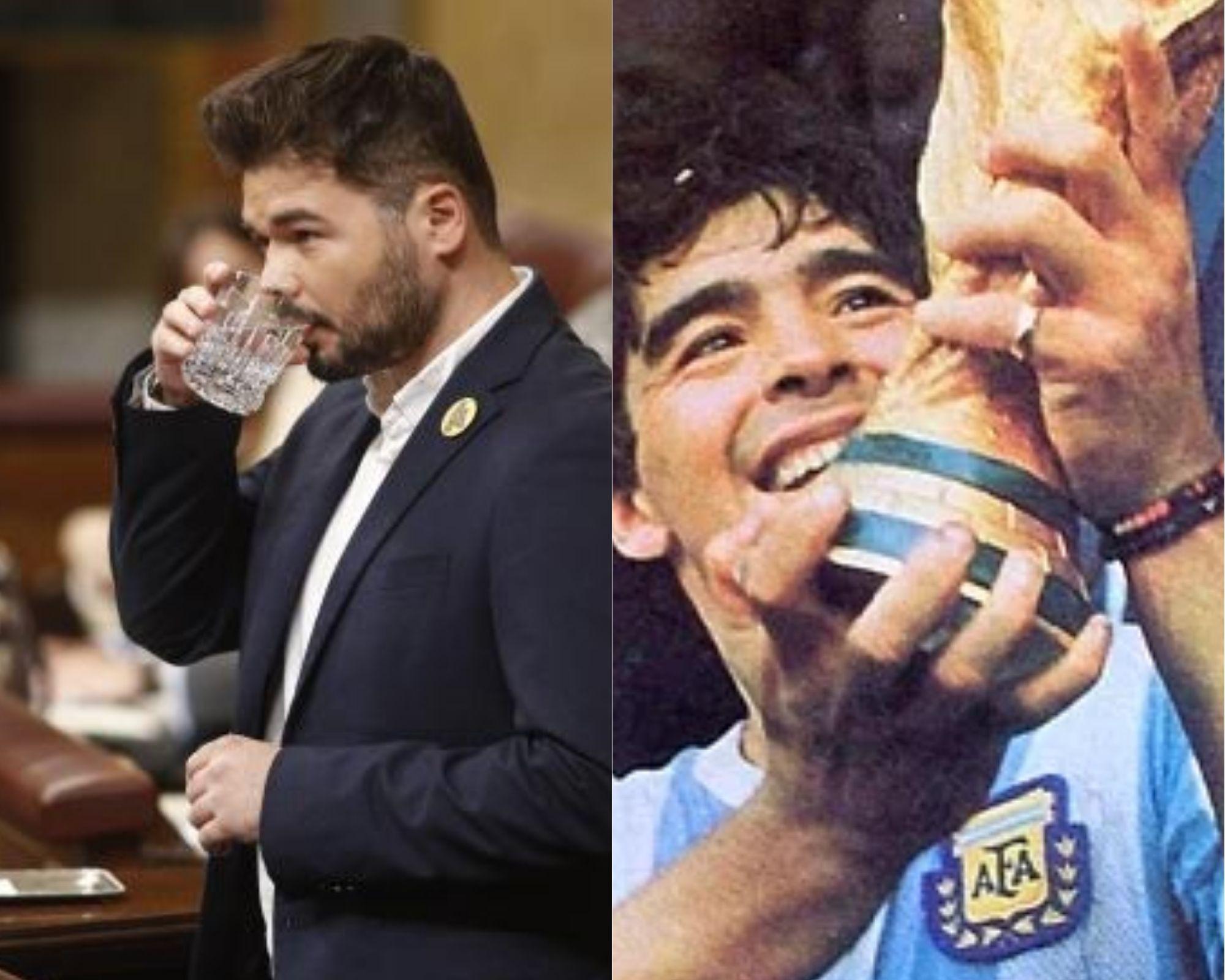 Gabriel Rufián y Maradona. Canva