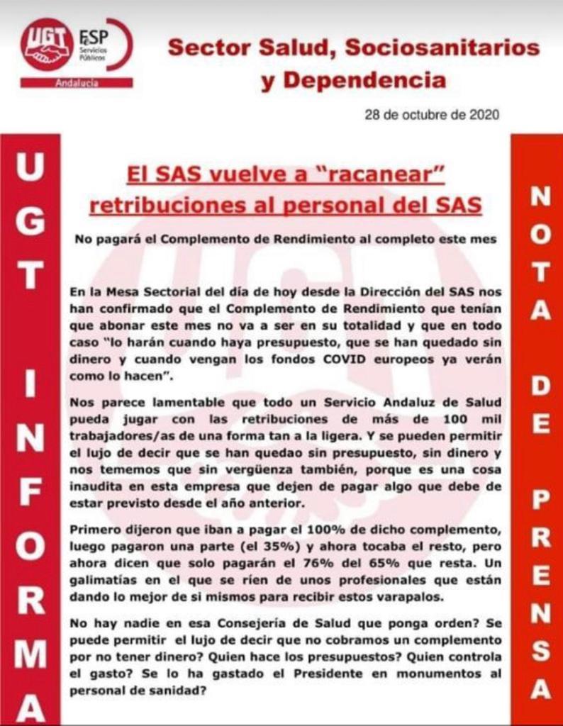 Comunicado de SAS. Comunicado de SAS.