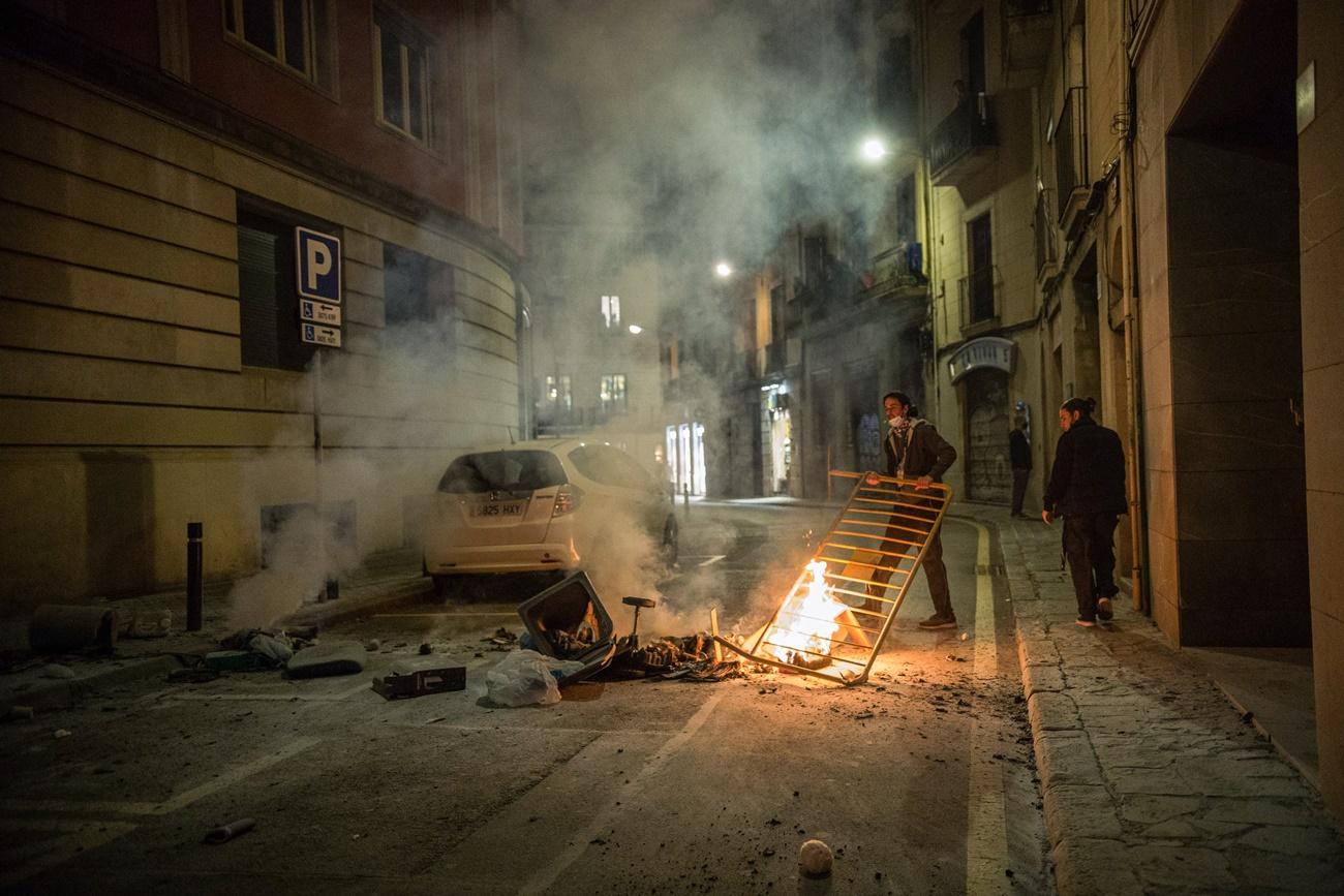 Altercados en Barcelona en las protestas contras las restricciones para controlar la pandemia