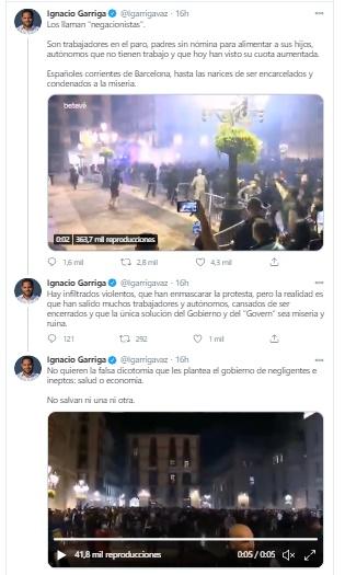 Ignacio Garriga justifica altercados de Barcelona