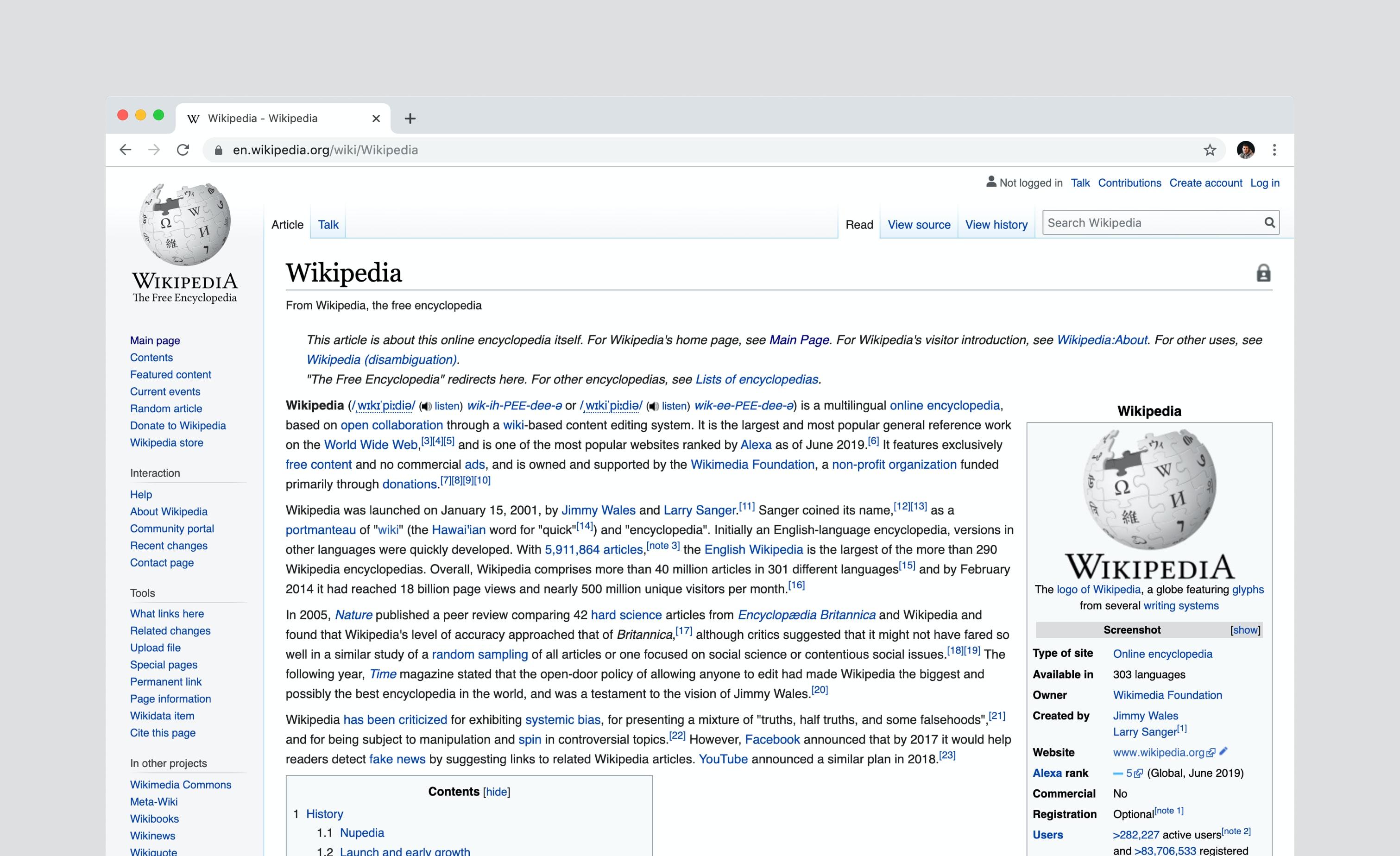 Página de Wikipedia. Unsplash