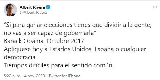 Albert Rivera cita a Obama