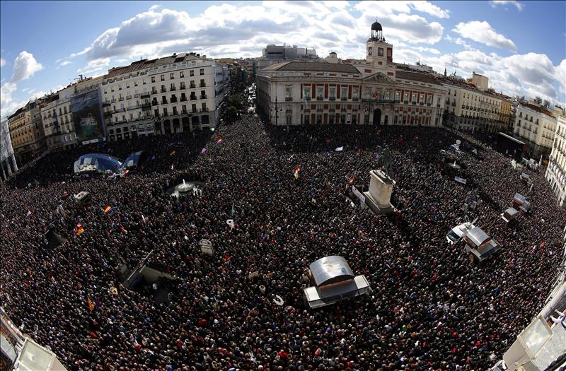La centralidad de Podemos, en cuestión tras la marcha en la que Iglesias se presentó como el 'Don Quijote' del pueblo