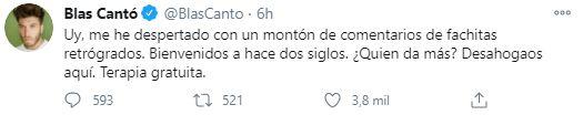 Tuit de Blas Cantó a Vox Tuit de Blas Cantó a Vox