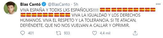 Tuit de Blas Cantó a Vox Tuit de Blas Cantó a Vox