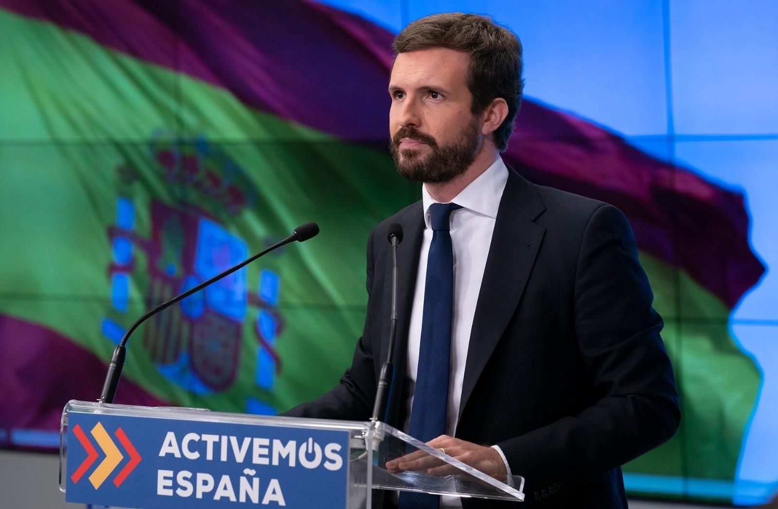 El líder del Partido Popular, Pablo Casado. Fuente: Europa Press.